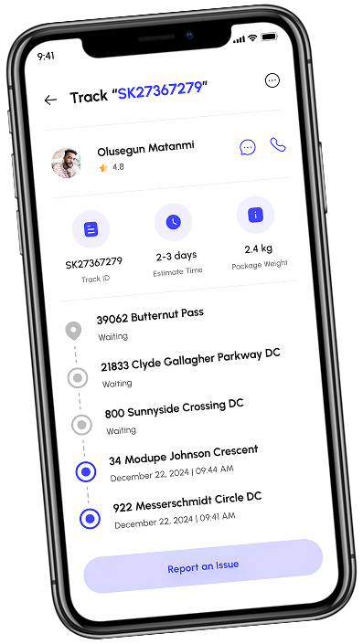 Alcott mobile app tracking screen
